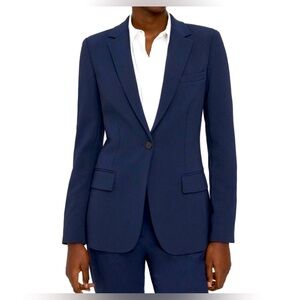 Theory Size 6 Sevona Stretch Wool Slim Fit Blazer Single Button Navy Blue